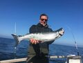 Sonnenschein und Lachs auf der Ostsee vor Rügen gefangen im April 2017